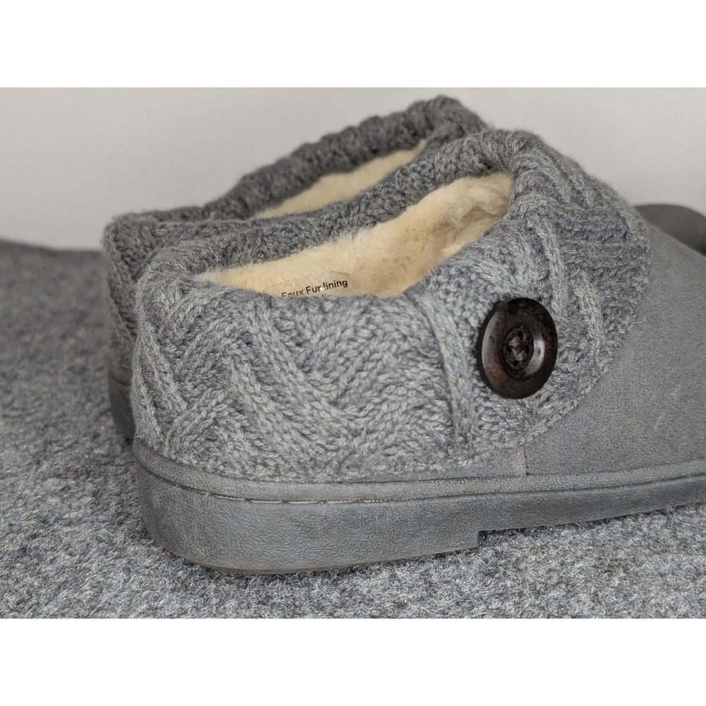 Clarks Slippers Womens 9 M Knit Collar Clog Gray Leather Casual Comfort Low Top - Picture 6 of 11